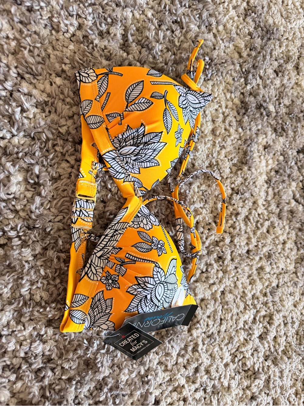 Macy's Yellow Floral Bikini Top by California Waves